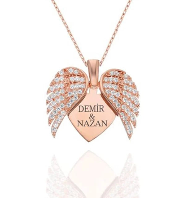 Kişiye Özel İsimli Melek Kanadı Kolye